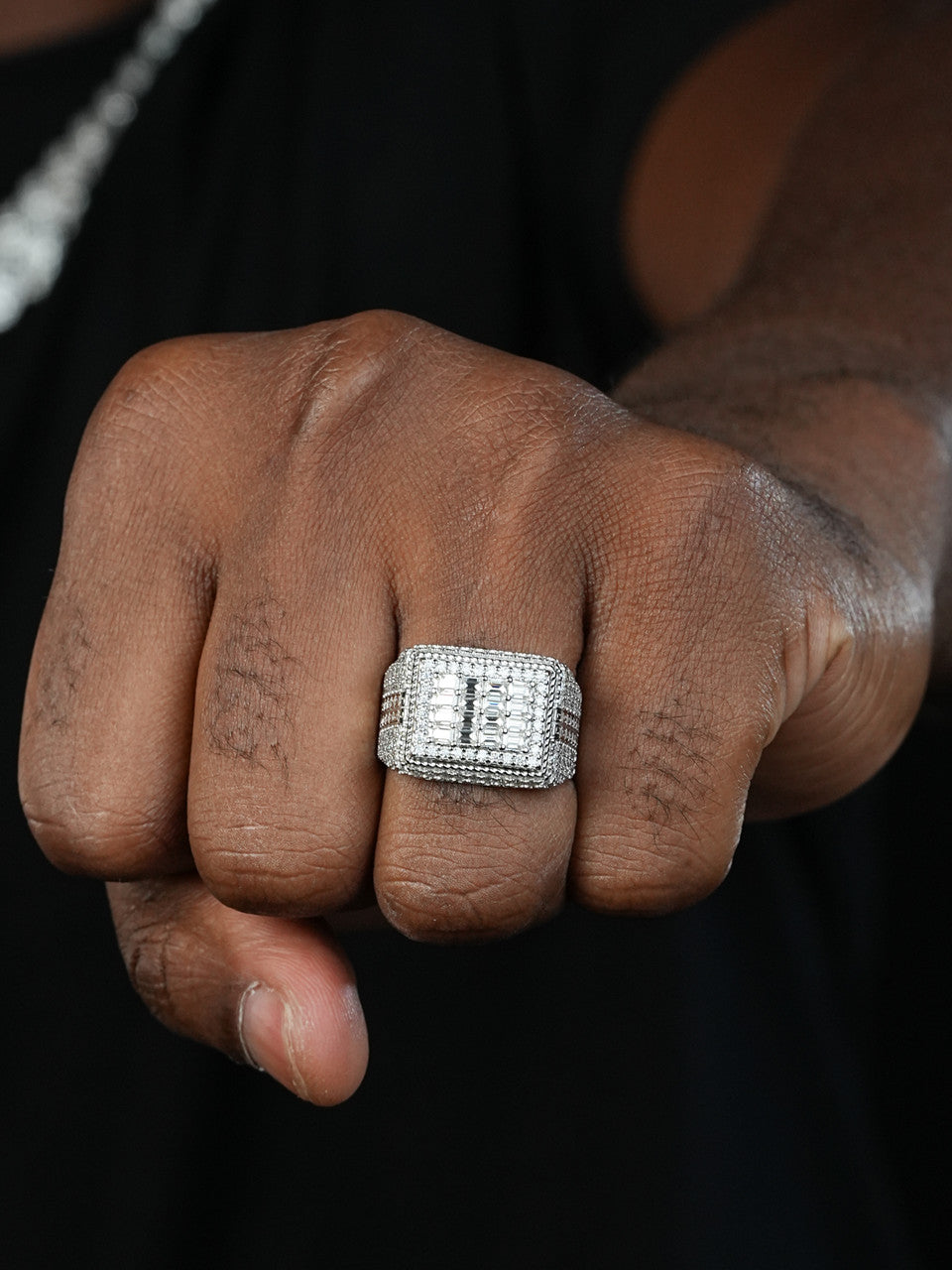 The Baguette Classic Iced Out Ring - 925 Silver - CZ Stones