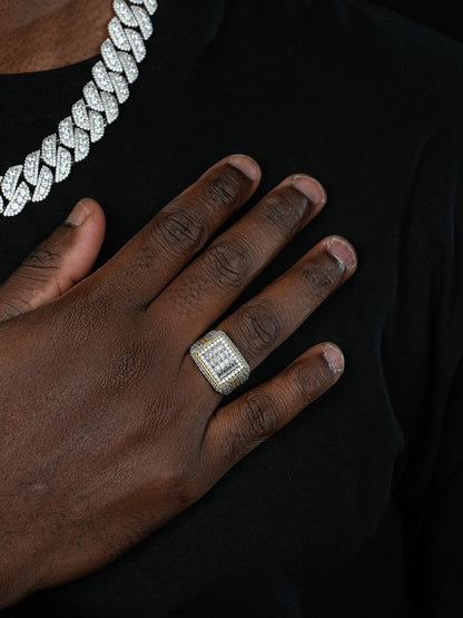 The Baguette Classic Iced Out Ring - 14k Gold Vermeil 925 Silver - Baguette CZ Stones