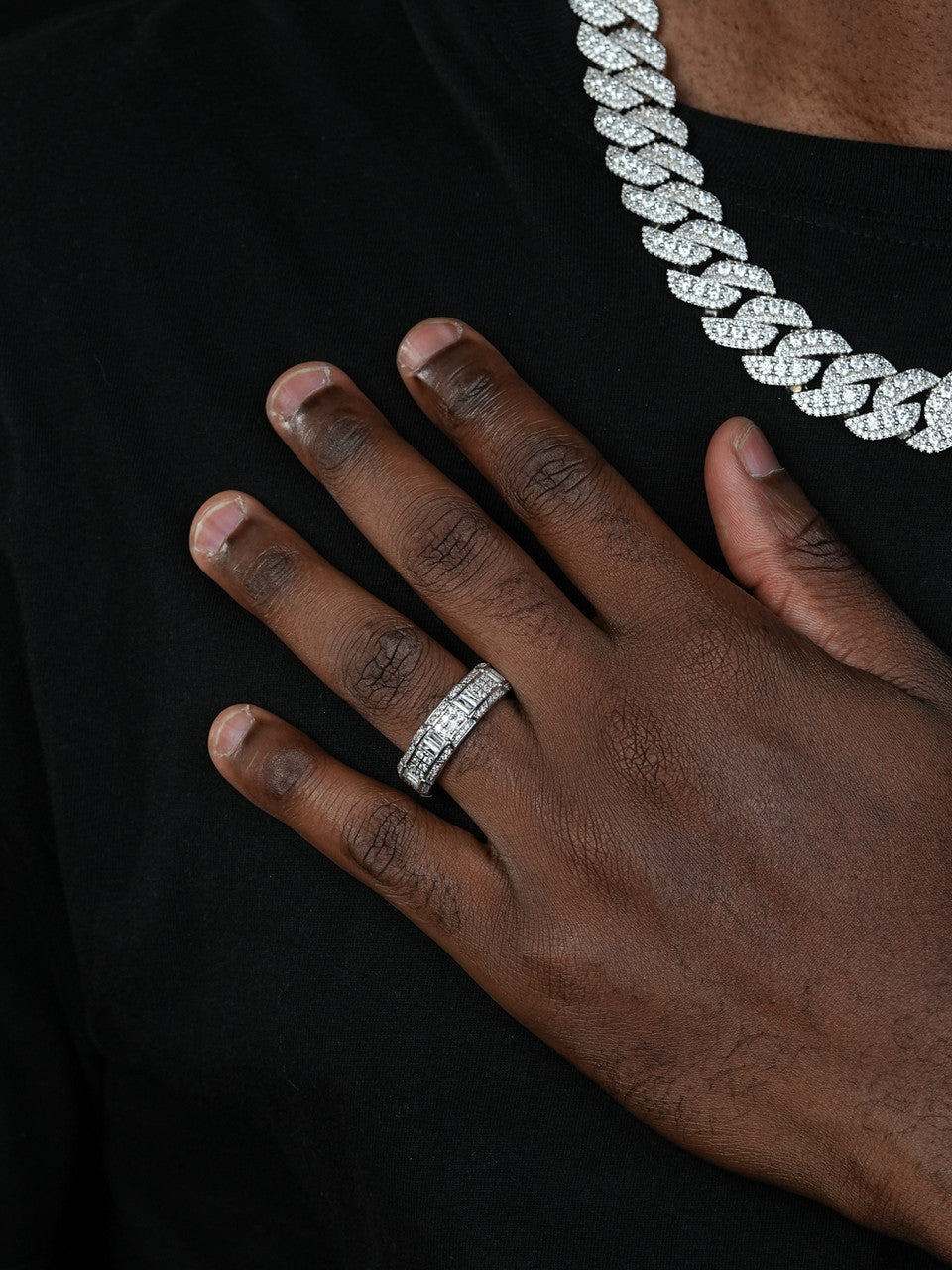 "Jewelry Is Art" Eternity Band Ring - 925 Silver - Baguette CZ Stones