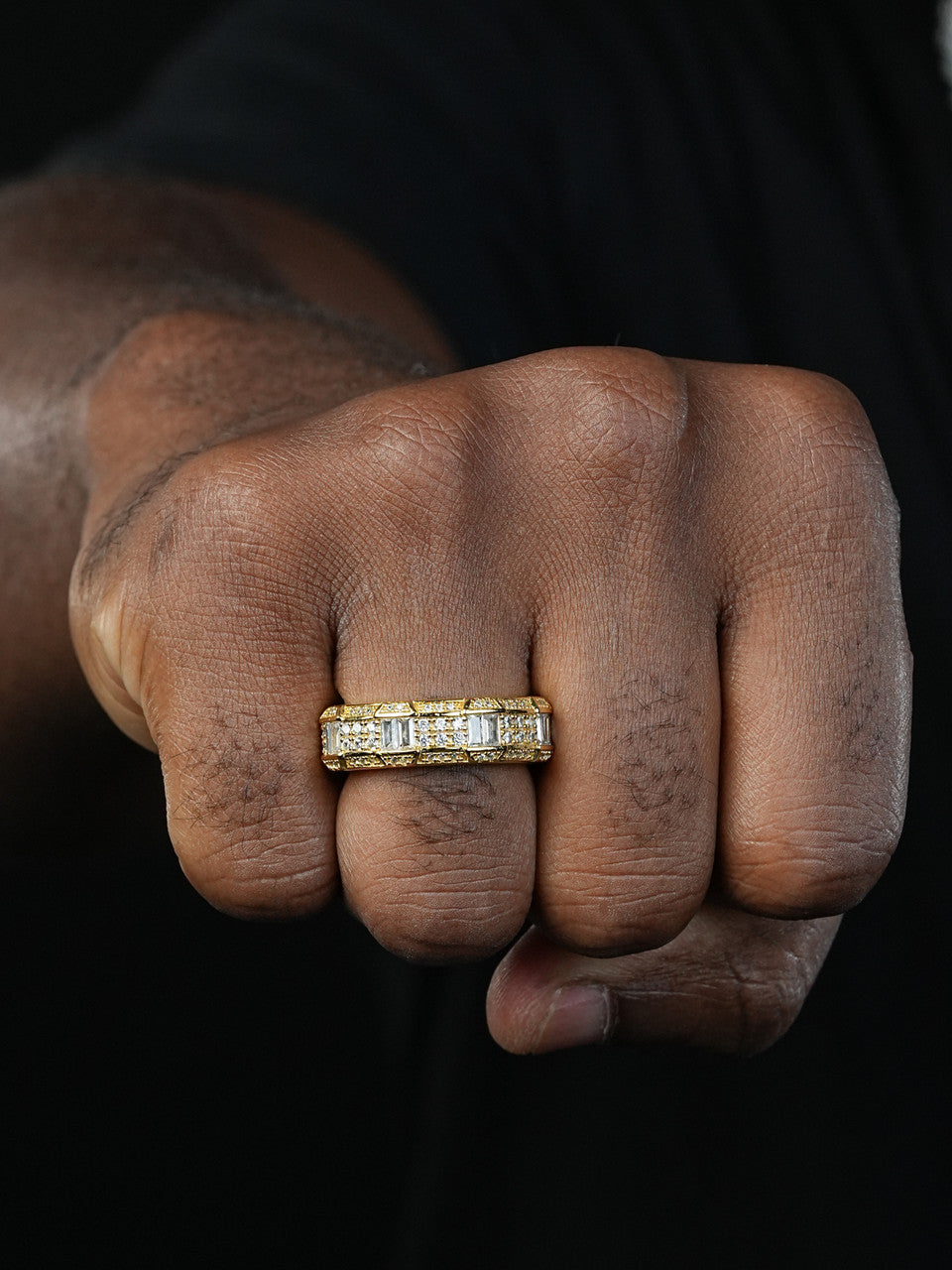 "Jewelry Is Art" Eternity Band Ring - 14k Gold Vermeil 925 Silver - Baguette CZ Stones