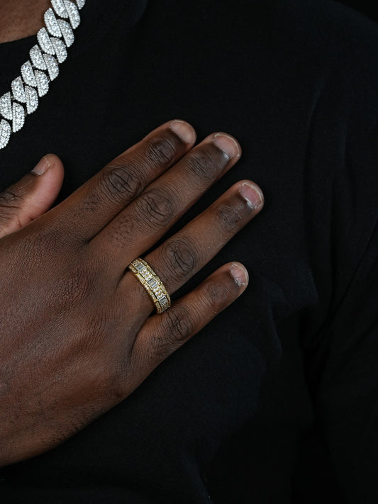 "Jewelry Is Art" Eternity Band Ring - 14k Gold Vermeil 925 Silver - Baguette CZ Stones