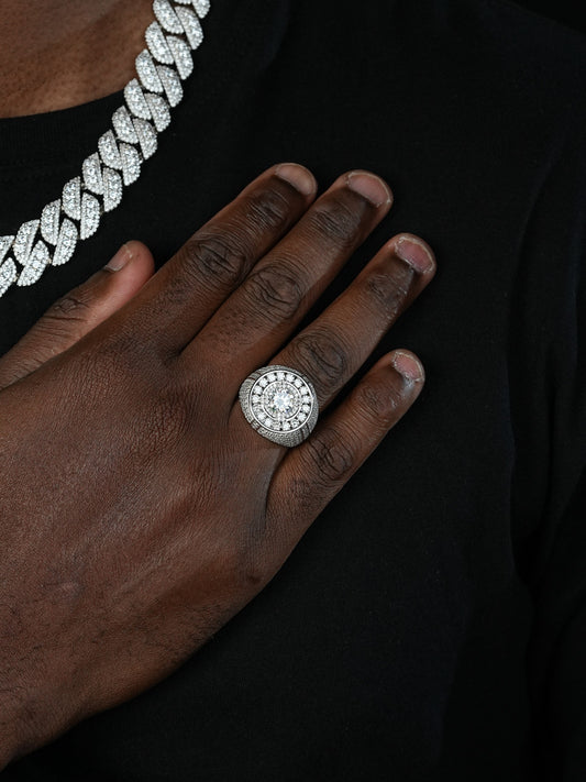 MOISSANITE Iconic Big Stone Rapper Ring - 925 Silver