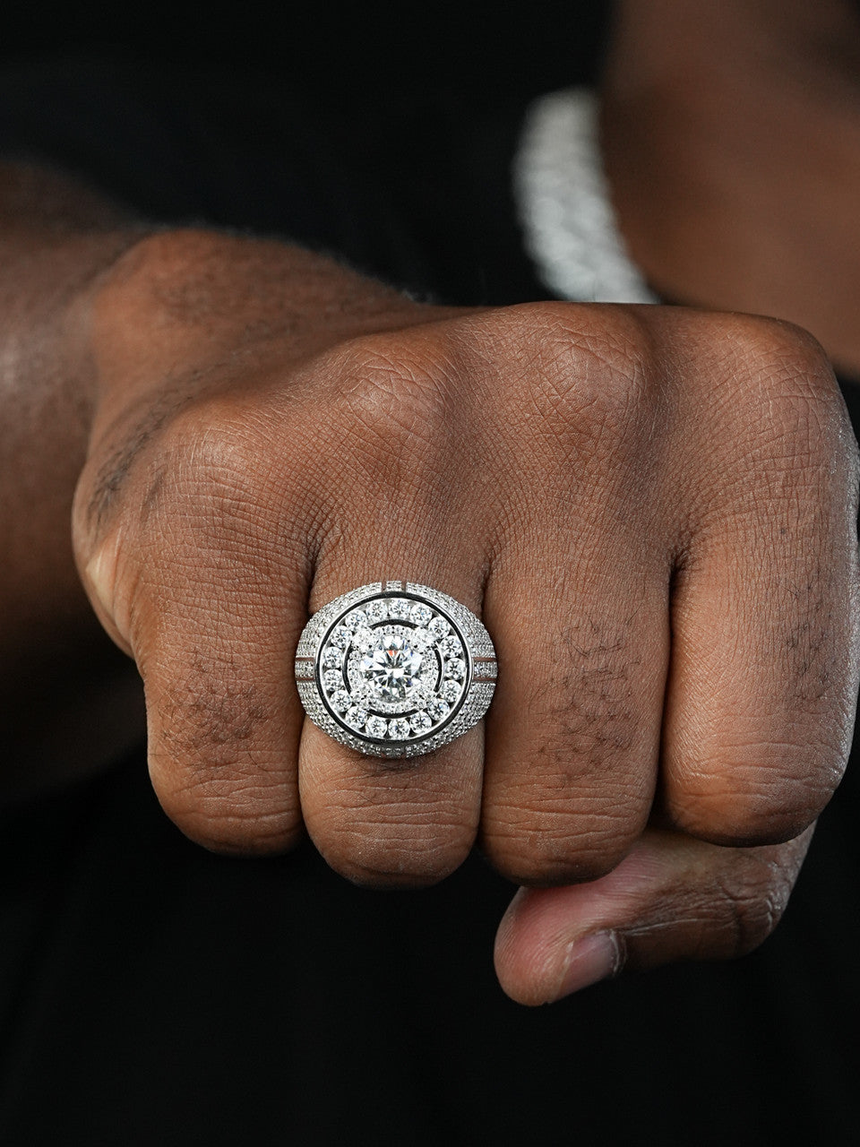 MOISSANITE Iconic Big Stone Rapper Ring - 925 Silver