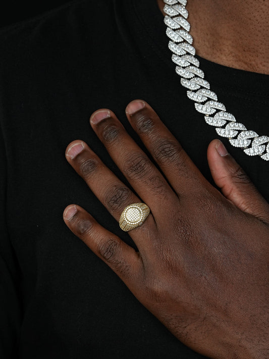 MOISSANITE Always Fresh Iced Out Ring -14k Gold Vermeil 925 Silver