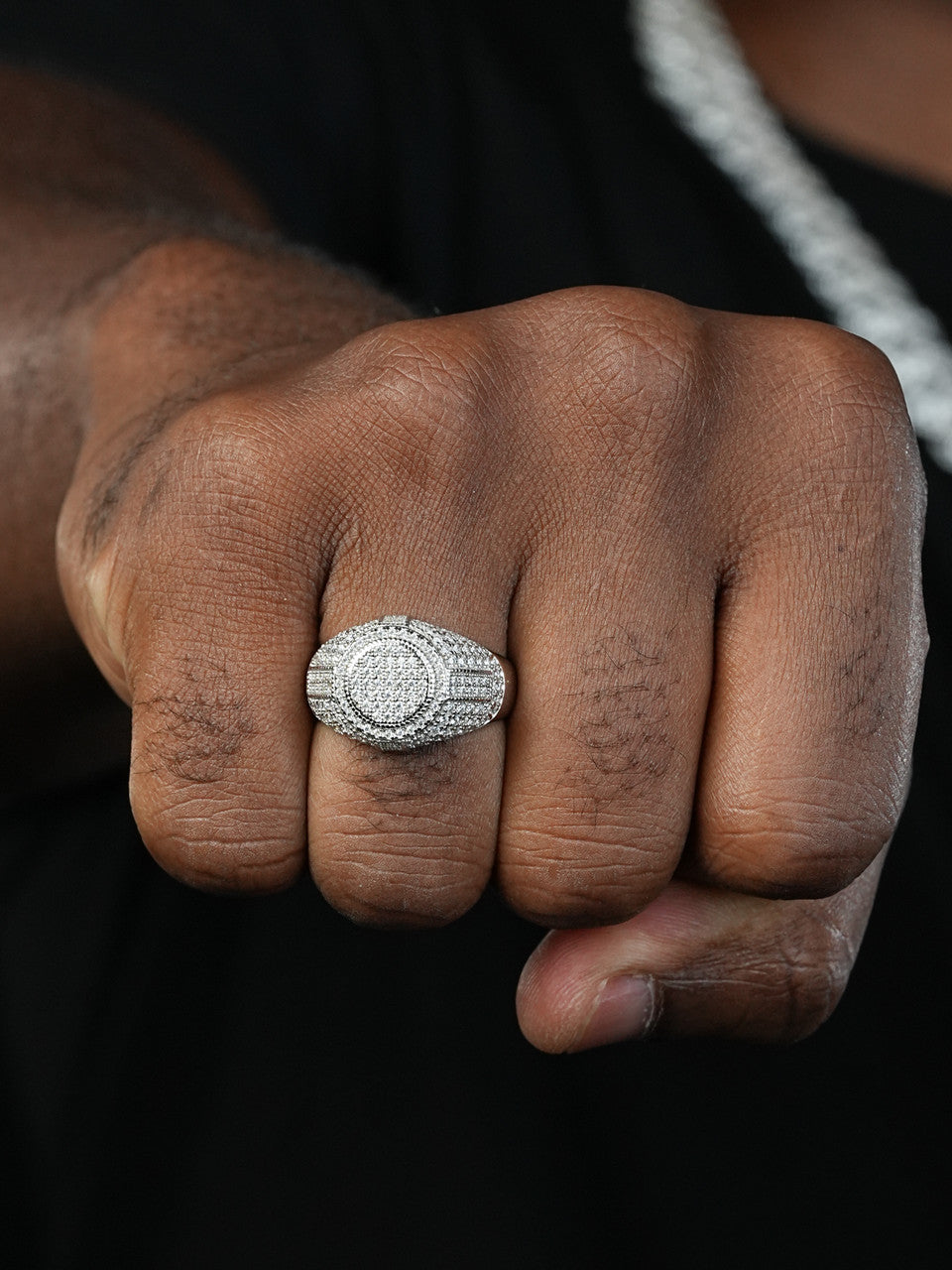 Solid 925 Silver Iced Hip Hop Pinky Ring REAL MOISSANITE Stone