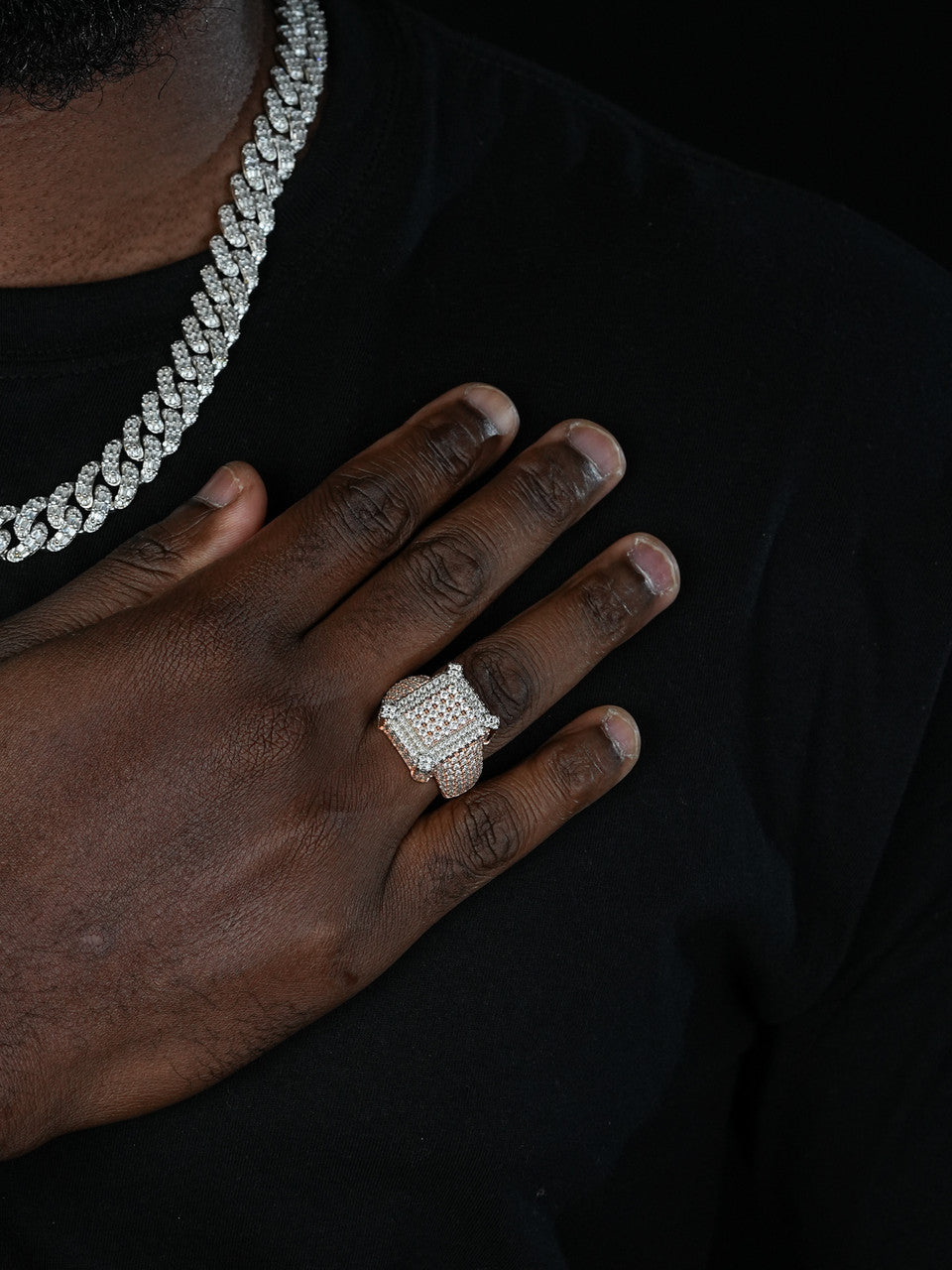 MOISSANITE Lit Legend Iced Out Ring - 14k Rose Gold Vermeil 925 Silver