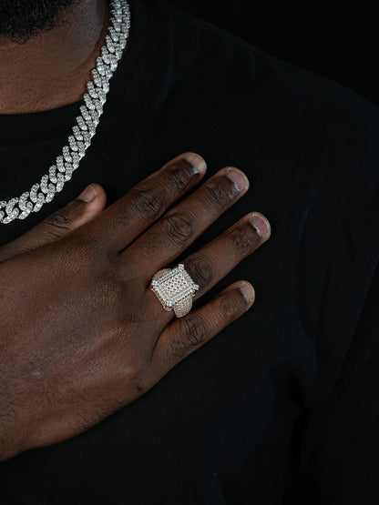 MOISSANITE Lit Legend Iced Out Ring - 14k Rose Gold Vermeil 925 Silver