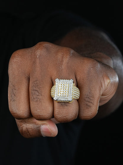 MOISSANITE Lit Legend Iced Out Ring - 14k Gold Vermeil 925 Silver