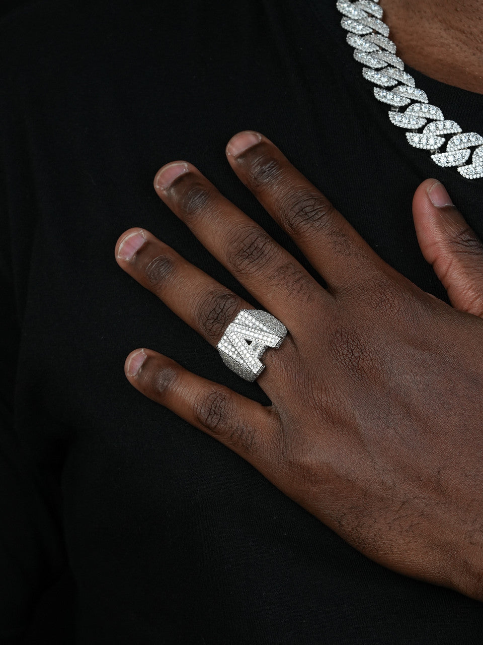 MOISSANITE Initial Letters A-Z Ring - 925 Silver