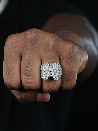 MOISSANITE Initial Letters A-Z Ring - 925 Silver