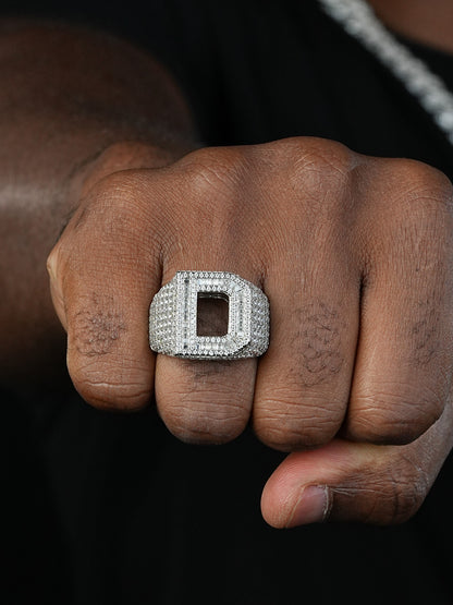 MOISSANITE Initial Letters A-Z Ring - 925 Silver