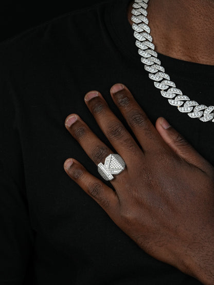 MOISSANITE Initial Letters A-Z Ring - 925 Silver