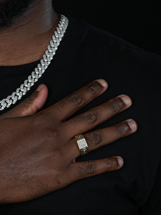 MOISSANITE Diamond District Ring - 14k Gold Vermeil 925 Silver