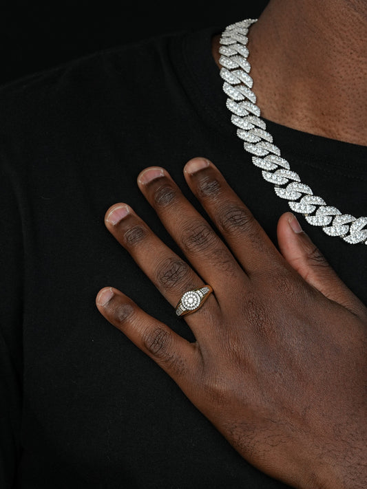 MOISSANITE Small Classic Micropave Round Cluster Ring - 14k Gold Vermeil 925 Silver