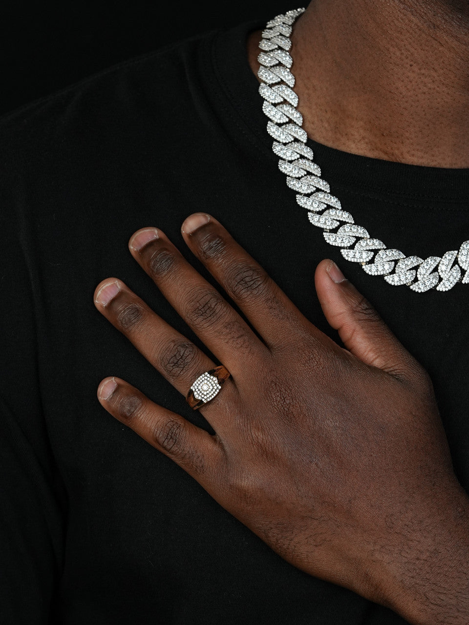 Real MOISSANITE Ring 14k Gold Plated 925 Silver Hip Hop Iced Pass Diamond Tester