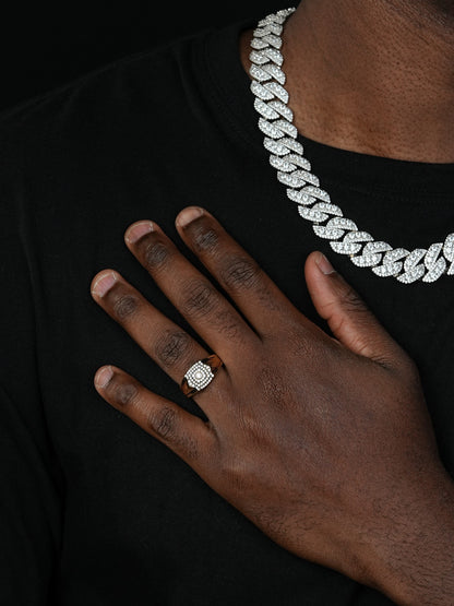 Real MOISSANITE Ring 14k Gold Plated 925 Silver Hip Hop Iced Pass Diamond Tester