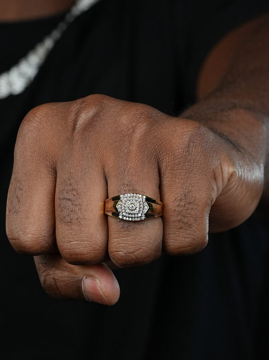 Real MOISSANITE Ring 14k Gold Plated 925 Silver Hip Hop Iced Pass Diamond Tester