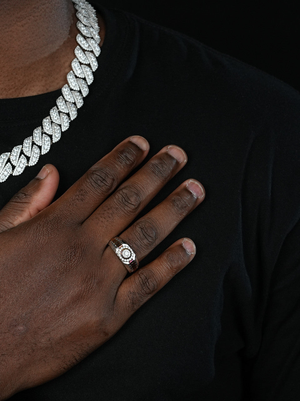 MOISSANITE Mens 14k Gold Plated Real 925 Silver Iced Presidential Ring Hip Hop