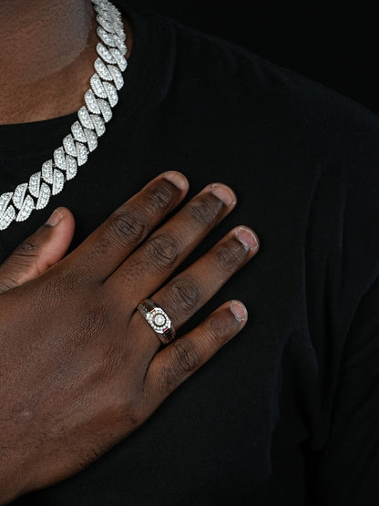 MOISSANITE Mens 14k Gold Plated Real 925 Silver Iced Presidential Ring Hip Hop