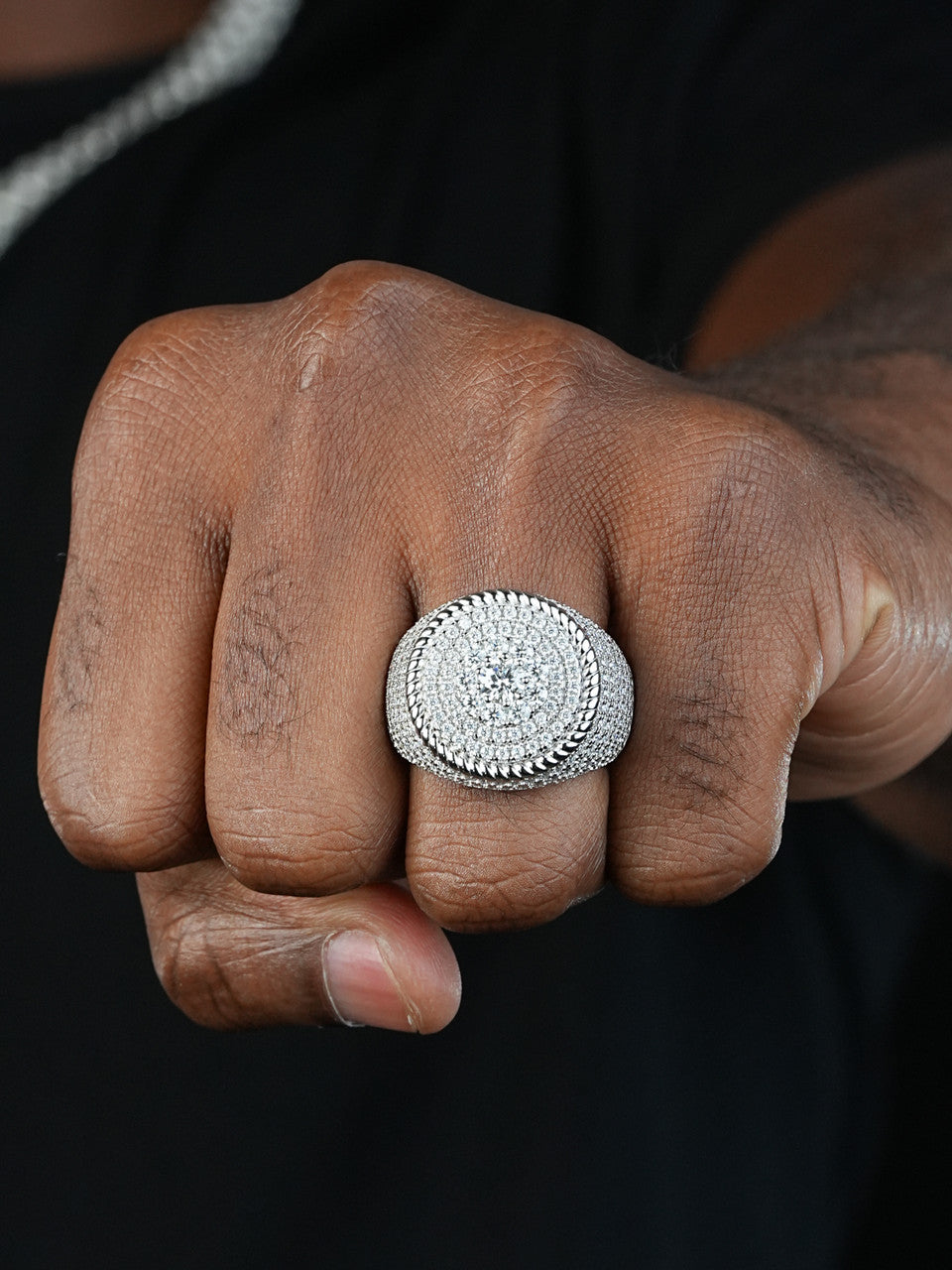 MOISSANITE Cartel Large Iced Out Ring - 925 Silver