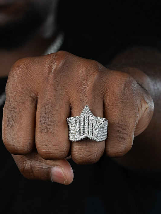 MOISSANITE Baguette Rap Star Ring - 925 Silver