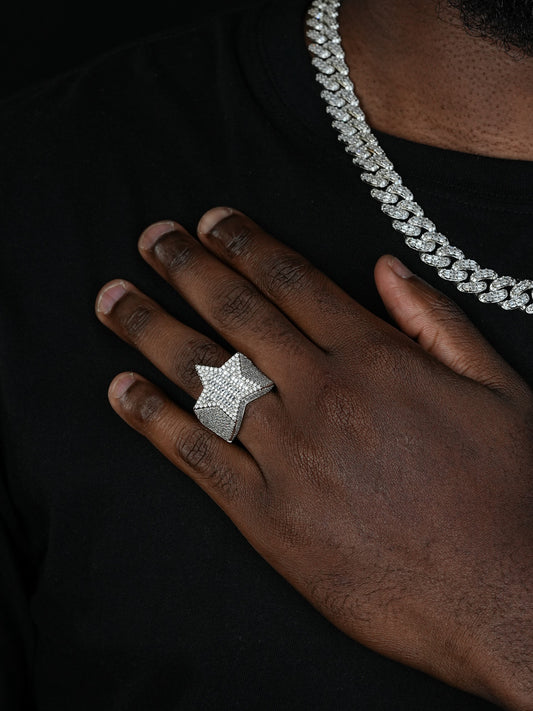 Baguette Rap Star Ring - 925 Silver - CZ Stones