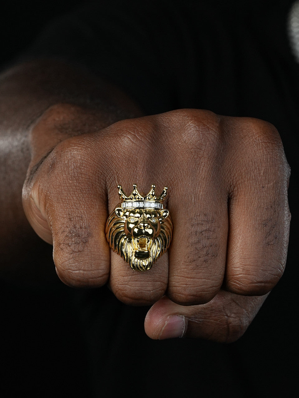 MOISSANITE Rasta King Lion Head Ring - Gold Lion Ring – Harlembling