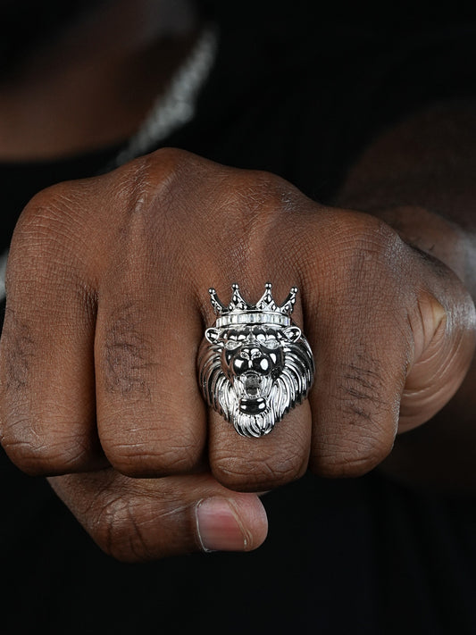 MOISSANITE Rasta King Lion Head Ring - 925 Silver