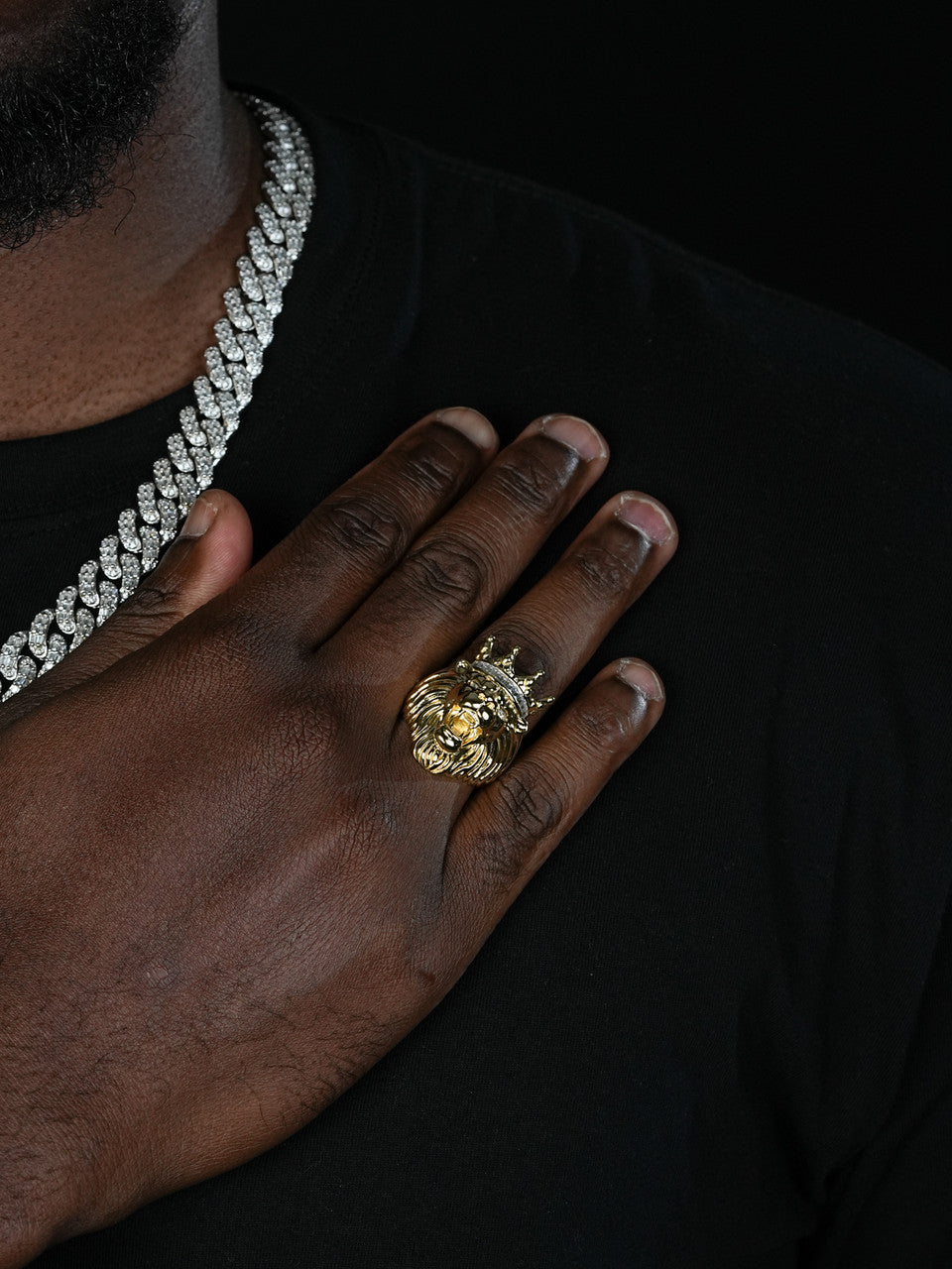 MOISSANITE Rasta King Lion Head Ring - 14k Gold Vermeil 925 Silver