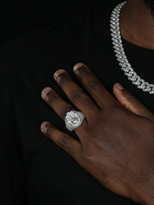 MOISSANITE Hamsa Hand Baguette Iced Out Ring - 925 Silver