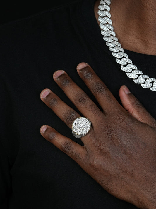 MOISSANITE Honeycomb Iced Out Ring - 14k Gold Vermeil 925 Silver