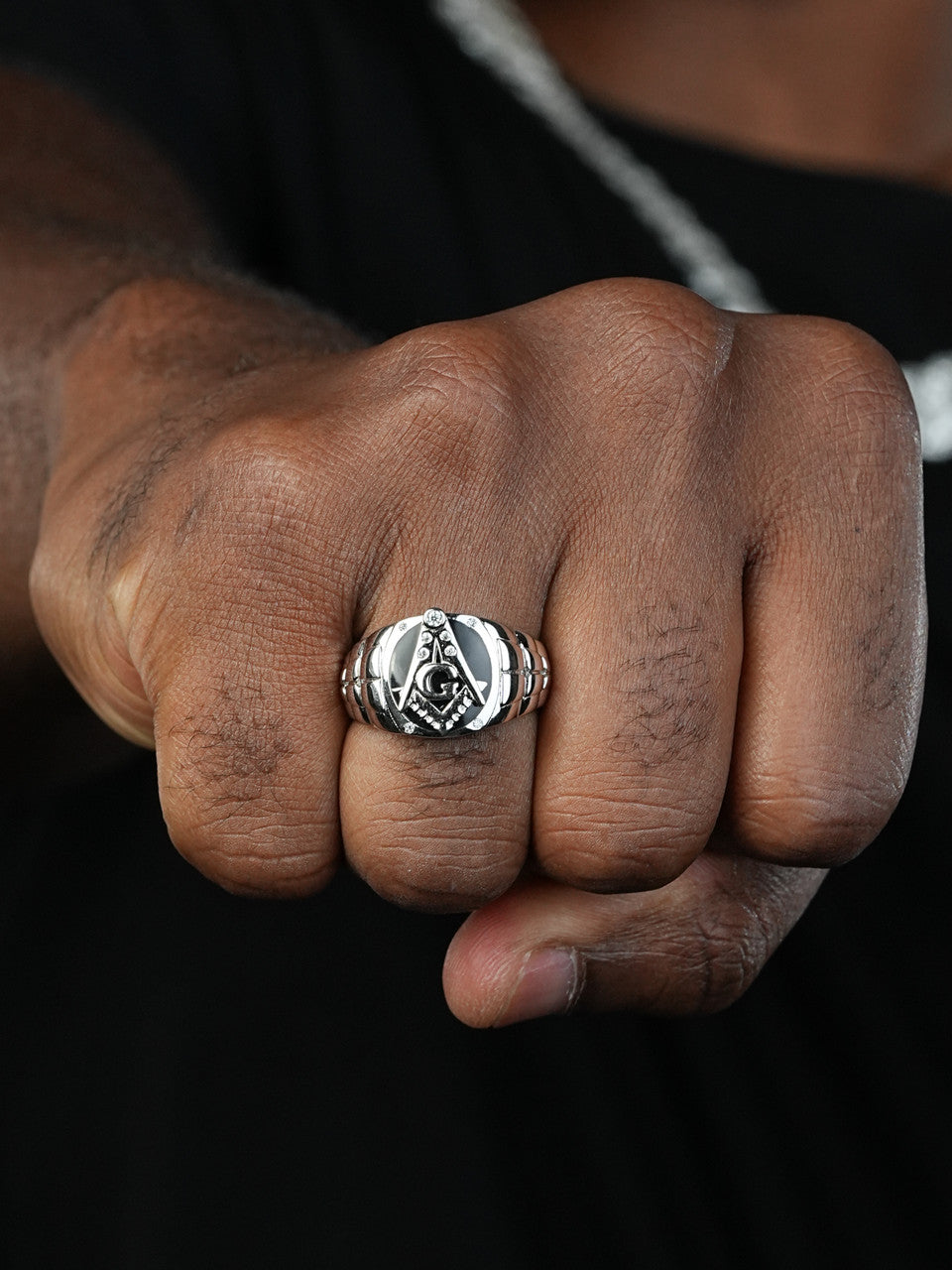 Mens Real Solid 925 Sterling Silver Ring FreeMason Masonic Letter