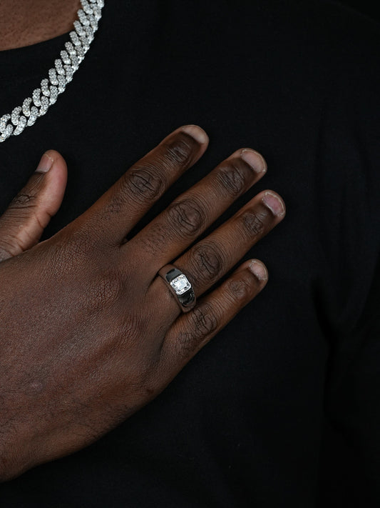 MOISSANITE Classic Big Rock Asscher Cut Ring - 925 Silver