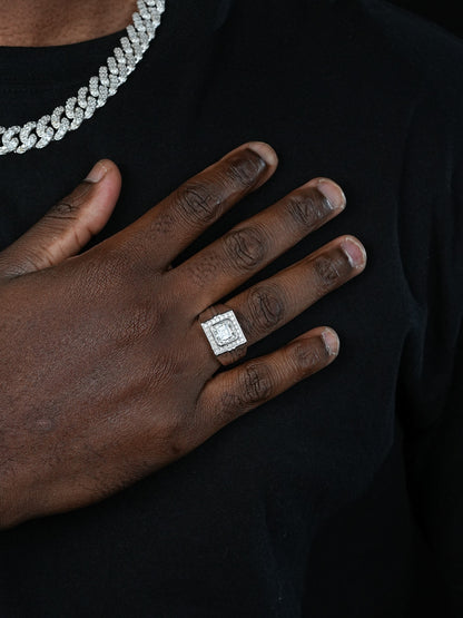 Moissanite Icy Swag Asscher Cut Ring -  925 Silver