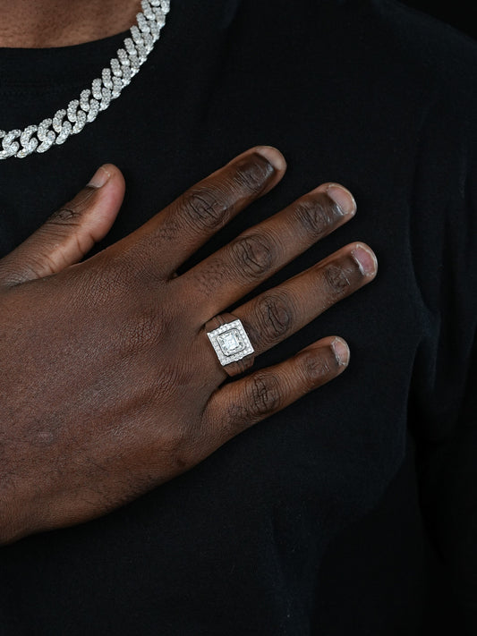 Moissanite Icy Swag Asscher Cut Ring -  925 Silver