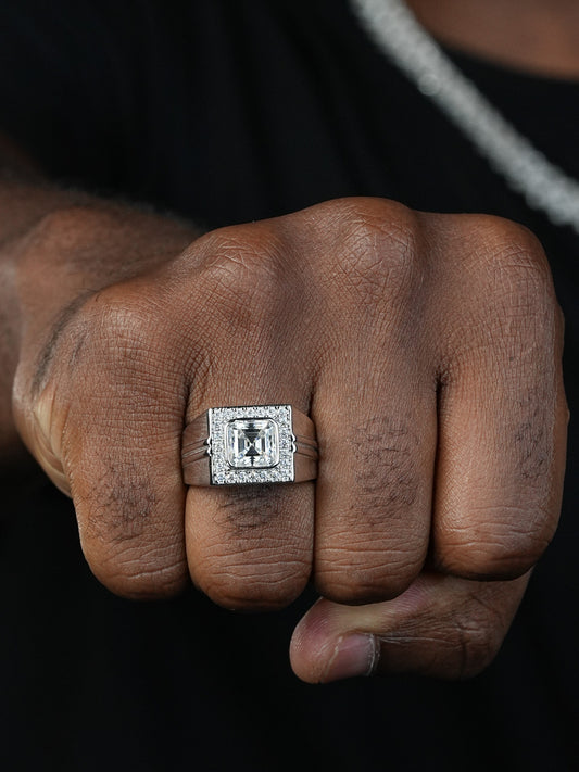 Moissanite Icy Swag Asscher Cut Ring -  925 Silver
