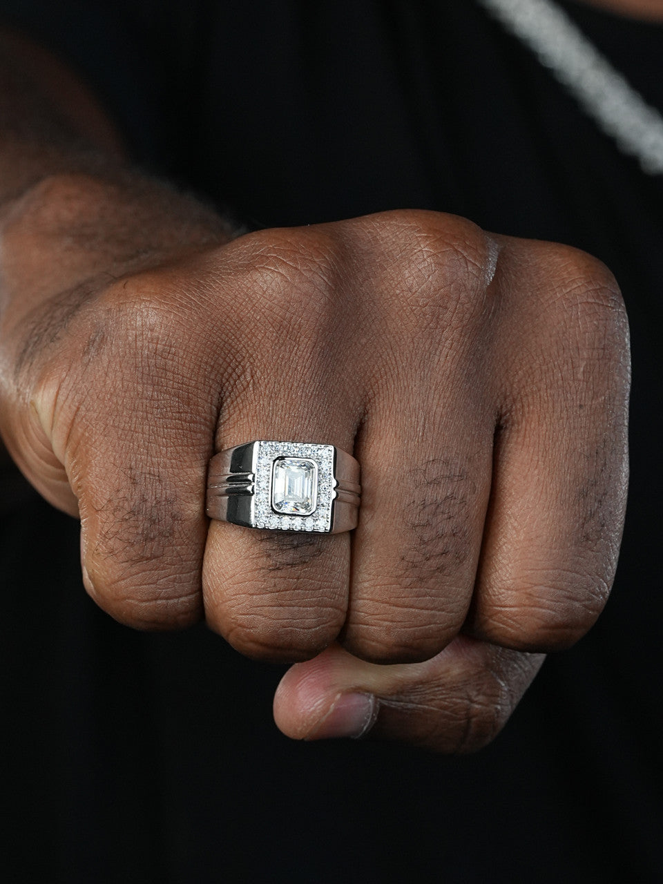 Moissanite Icy Swag Emerald Cut Ring -  925 Silver