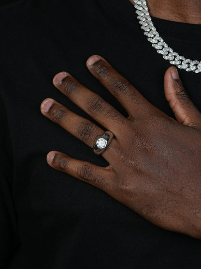 MOISSANITE Classic Big Rock Round Brilliant Cut Ring - 925 Silver