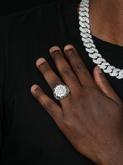 MOISSANITE Large Royal Crown Iced Out Ring - 925 Silver