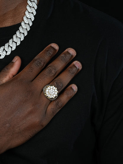 MOISSANITE Large Royal Crown Iced Out Ring - 14k Gold Vermeil 925 Silver