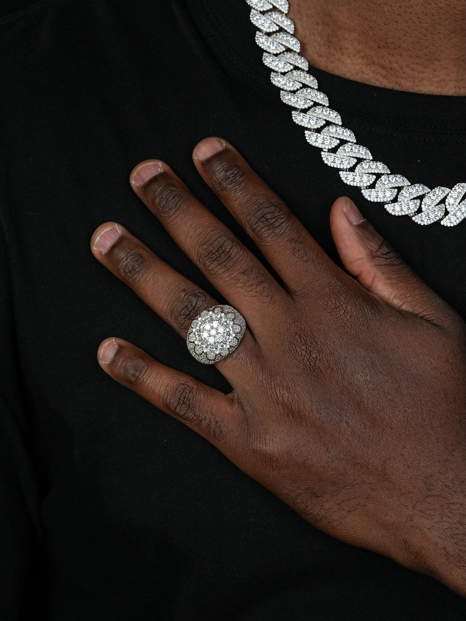 MOISSANITE The Dapper Don Large Stone Iced Out Ring - 925 Silver