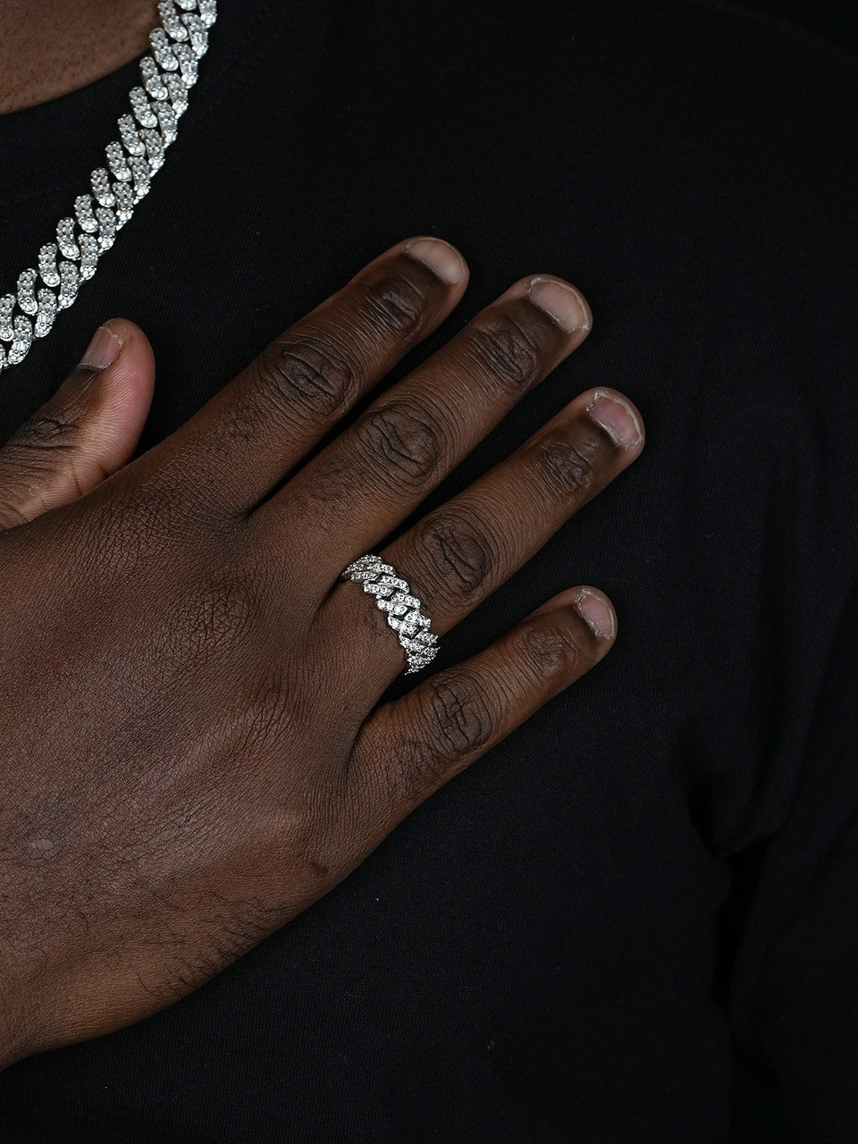 MOISSANITE Prong Cuban Eternity Band Ring - 925 Silver