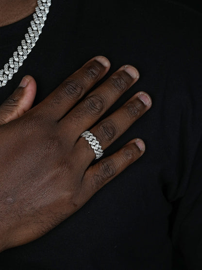 MOISSANITE Prong Cuban Eternity Band Ring - 925 Silver
