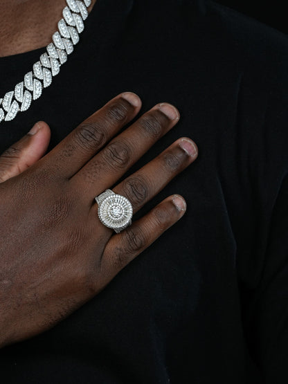 MOISSANITE 3D Baguette Dripping Sides Cluster Iced Out Ring - 925 Silver