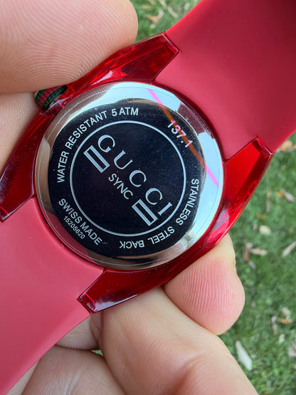 Red GUCCI XXL Sync SYNC Swiss Made Watch 46mm YA137103