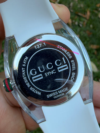 White GUCCI XXL Sync SYNC Swiss Made Watch 46mm YA137102