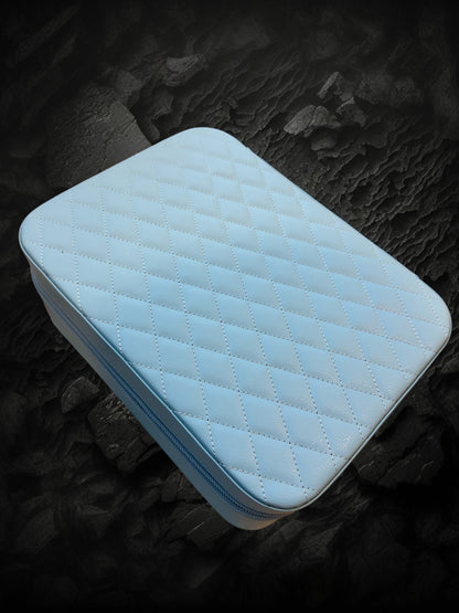 Harlembling Leather Travel Jewelry Box Carrying Case - Blue