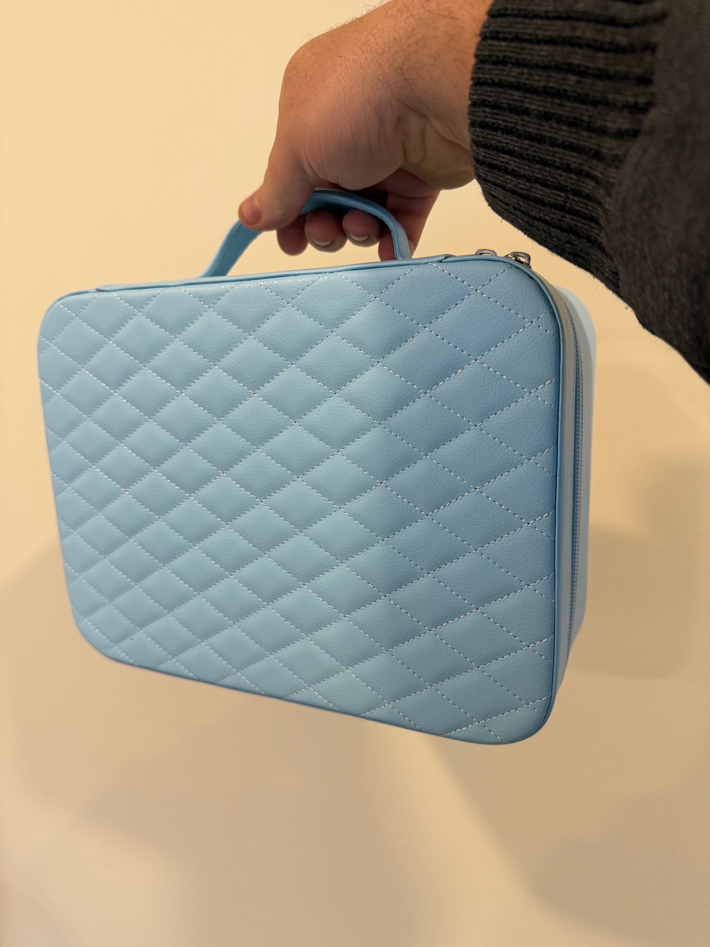 Harlembling Leather Travel Jewelry Box Carrying Case - Blue