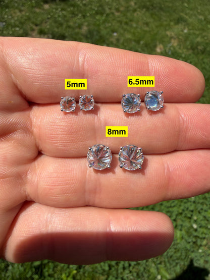 MOISSANITE Upside Down Reverse Set Stud Earrings - 925 Silver - 5mm-8mm - 1-4ct