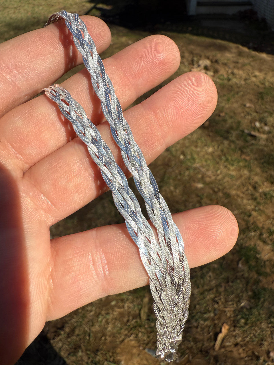 Ladies Solid 925 Sterling Silver Braided Herringbone Chain Necklace 6mm 14"-22"